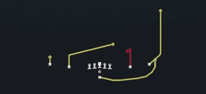 Play diagram for RNS Y Stick from Pistol Spread in Madden 27