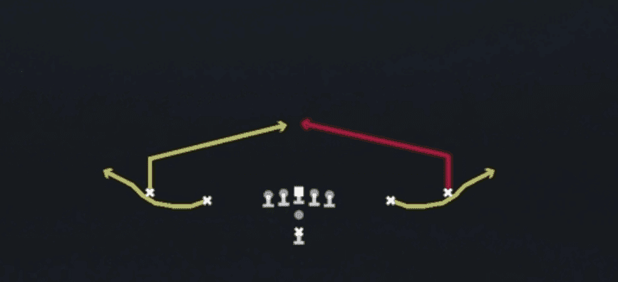Play diagram for Slant Bubble from Pistol Spread in Madden 27