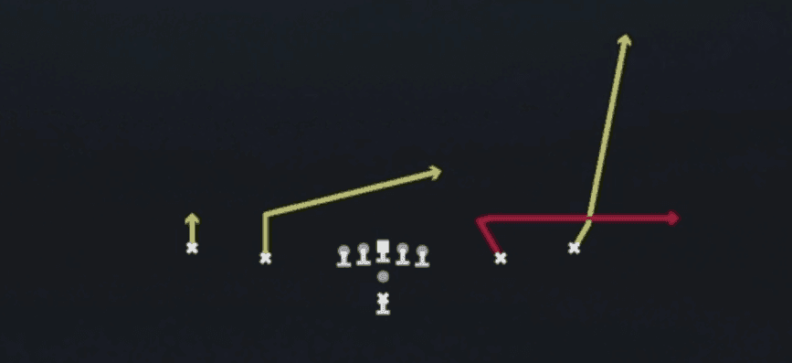 Play diagram for Speed Out from Pistol Spread in Madden 27