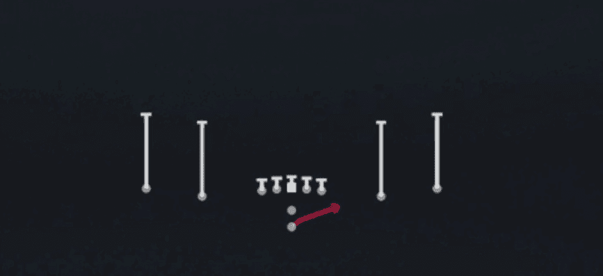 Play diagram for Wide Zone from Pistol Spread in Madden 27