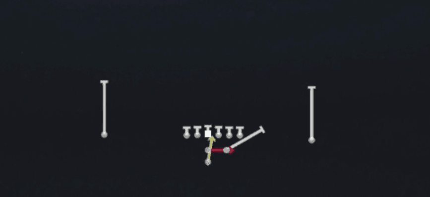 Play diagram for Read Option from Pistol Strong in Madden 27