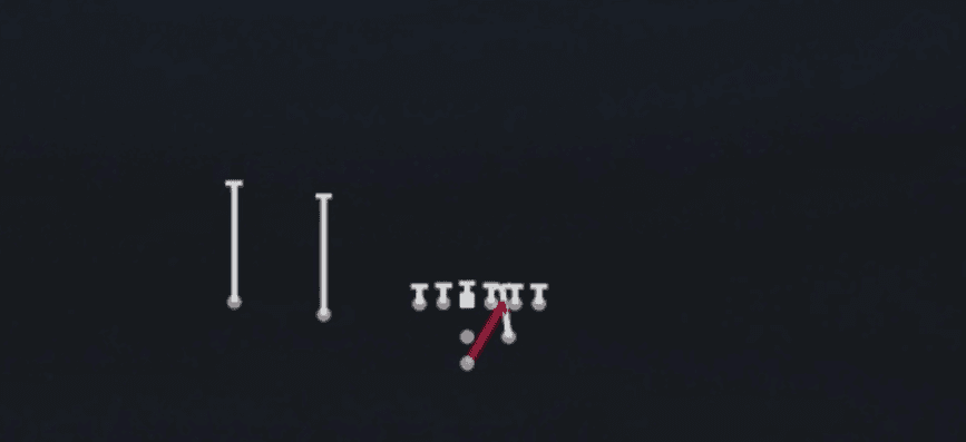 Play diagram for HB Zone from Pistol Strong Slot in Madden 27