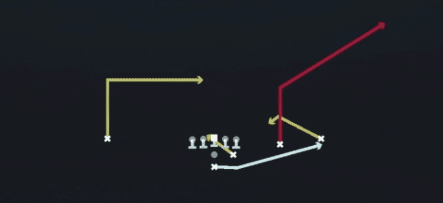 Play diagram for Mtn Spot from Pistol Strong Slot Open in Madden 27
