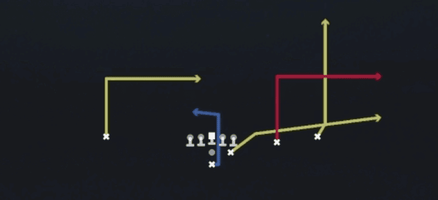 Play diagram for PA Flood from Pistol Strong Slot Open in Madden 27