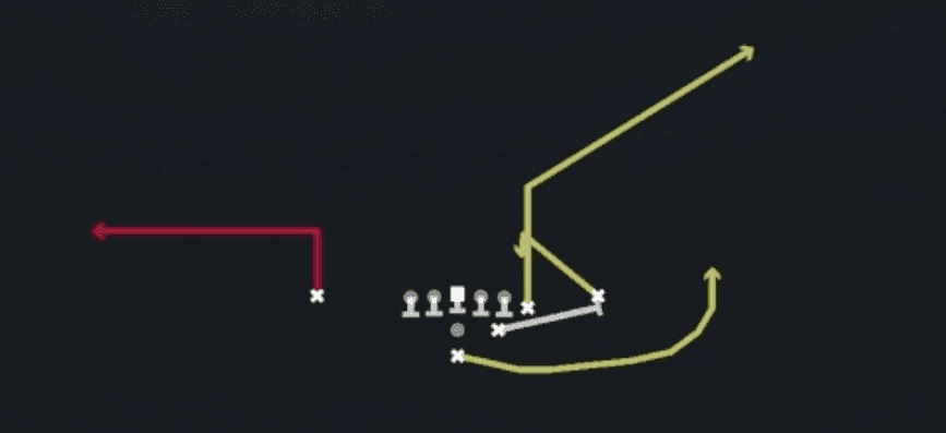 Play diagram for Spot Lead Swing from Pistol Strong Y Off Close in Madden 27