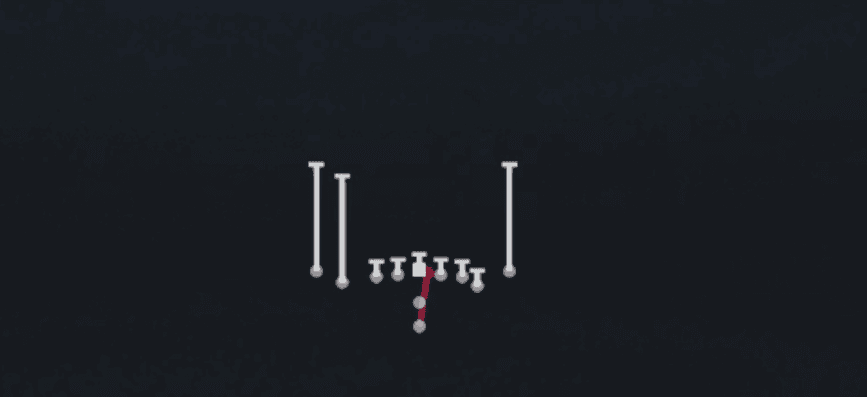 Play diagram for HB Dive from Pistol Tight Slots in Madden 27
