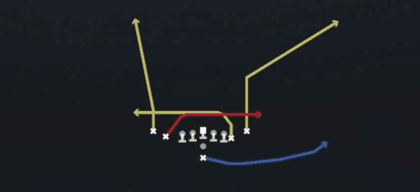 Play diagram for Mesh from Pistol Tight Slots in Madden 27