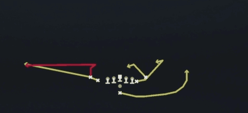 Play diagram for WR Stick N Out from Pistol Tight Slots in Madden 27