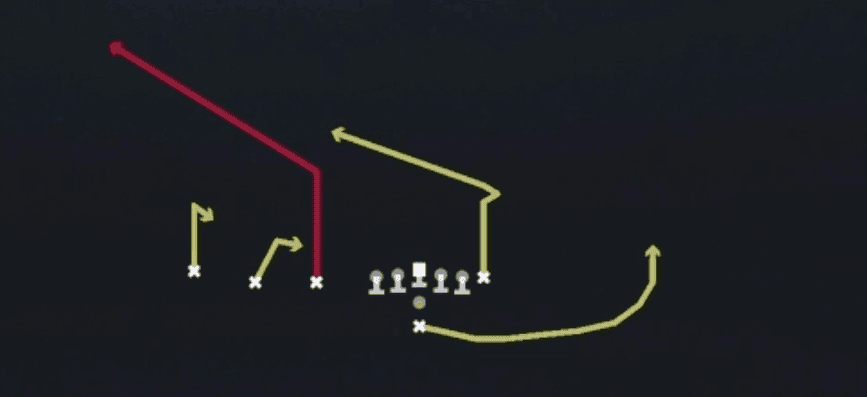 Play diagram for Inside Smash from Pistol Trips in Madden 27