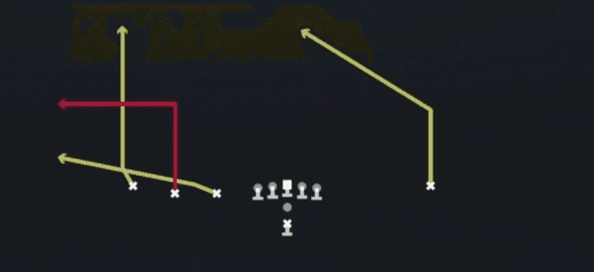 Play diagram for Flood from Pistol Trips Left Open in Madden 27