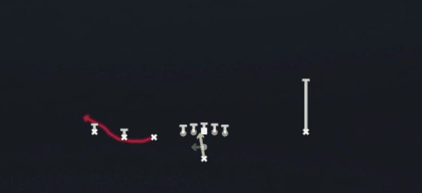 Play diagram for RPO Read Bubble from Pistol Trips Left Open in Madden 27