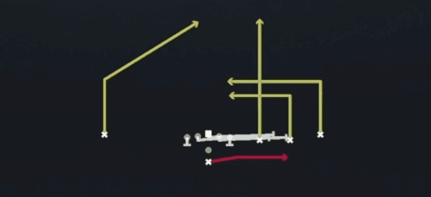 Play diagram for HB Slip Screen from Pistol Trips Open in Madden 27