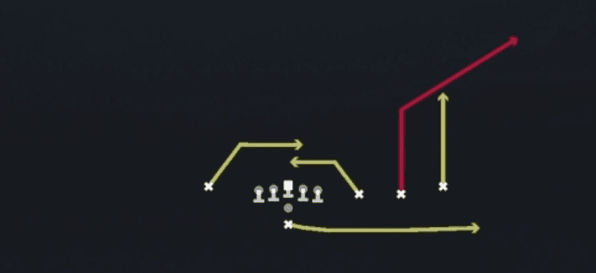 Play diagram for RNS Houston Mesh from Pistol Trips Open in Madden 27