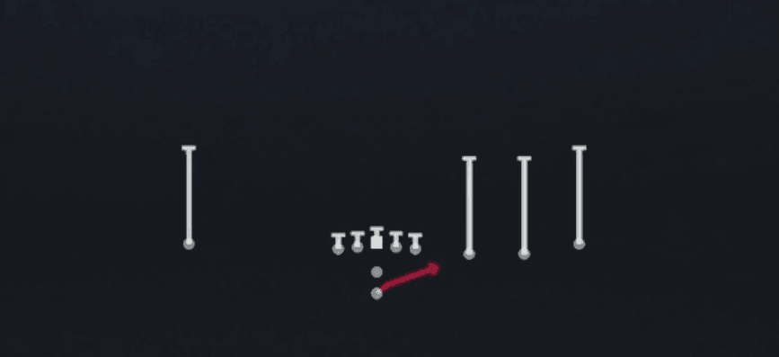 Play diagram for Wide Zone from Pistol Trips Open in Madden 27