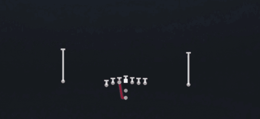 Play diagram for HB Slam from Pistol U Off in Madden 27