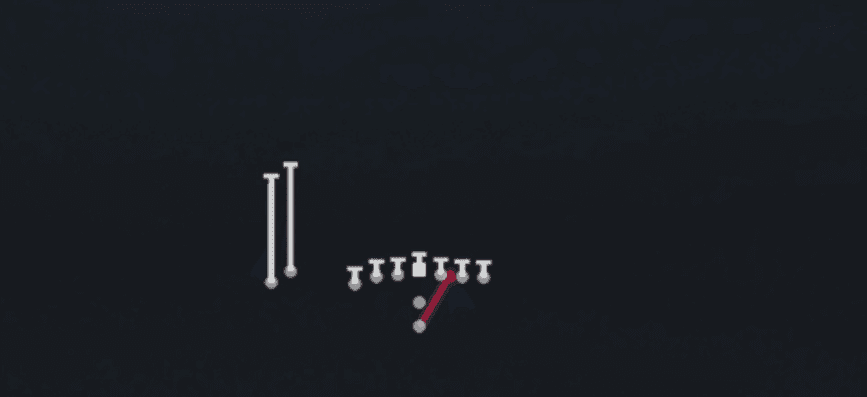 Play diagram for HB Zone from Pistol U Off Stack in Madden 27