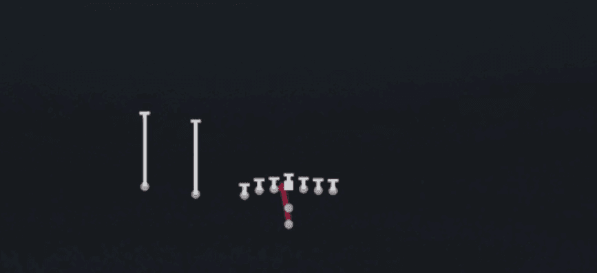 Play diagram for HB Zone Wk from Pistol U Off Trips in Madden 27