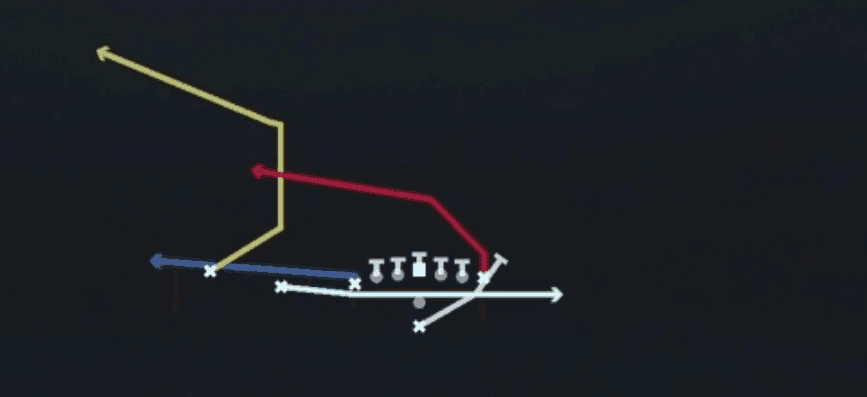 Play diagram for Jet PA Boot from Pistol U Off Trips in Madden 27