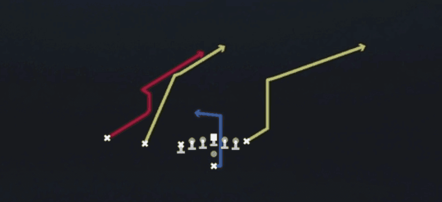Play diagram for PA FL Clown from Pistol U Off Trips in Madden 27