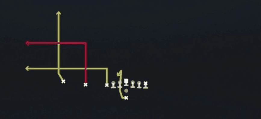 Play diagram for PA Slot Out from Pistol U Off Trips in Madden 27