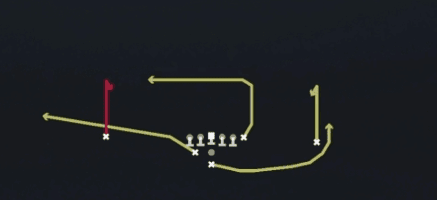 Play diagram for Curls from Pistol Weak in Madden 27