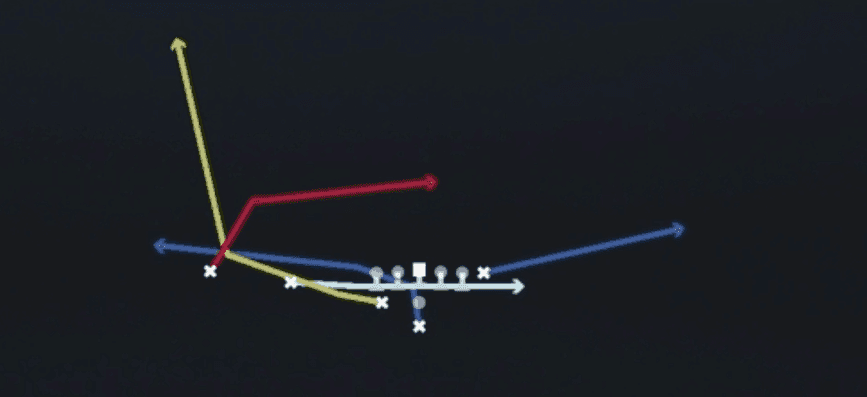 Play diagram for Jet PA Cross from Pistol Weak Slot in Madden 27