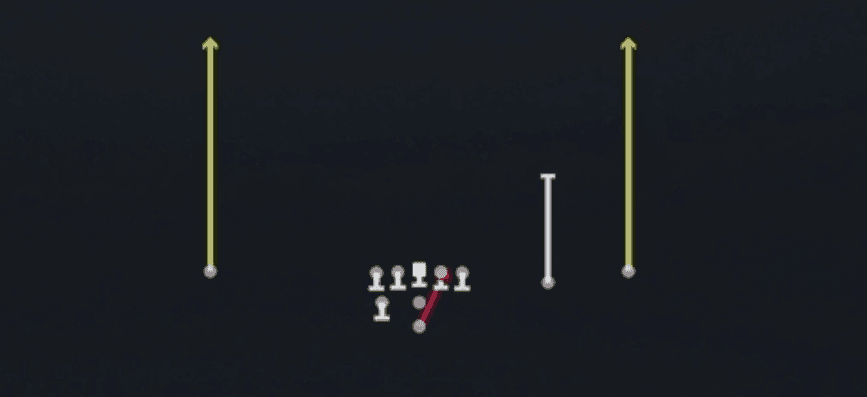 Play diagram for HB Draw from Pistol Weak Slot Open in Madden 27
