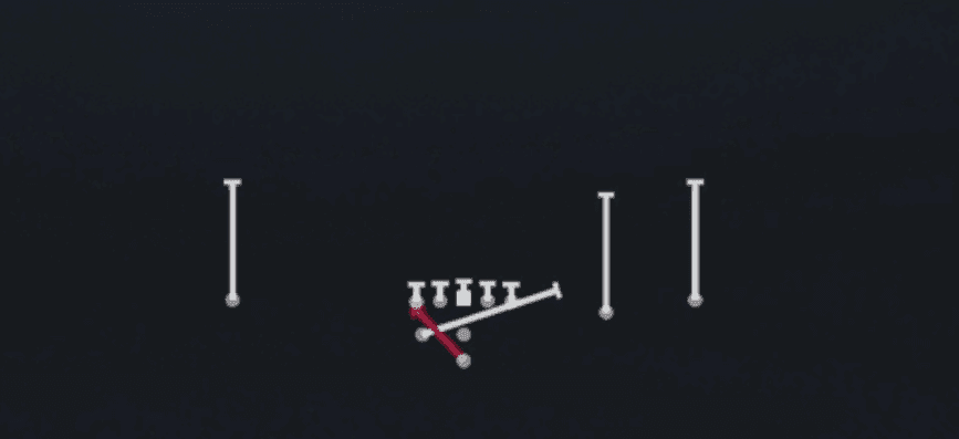 Play diagram for Inside Zone Split from Pistol Weak Slot Open in Madden 27