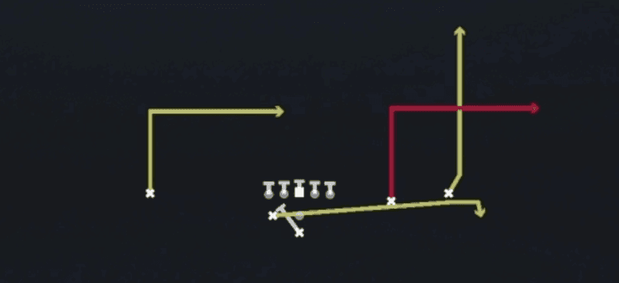 Play diagram for PA Boot Slide from Pistol Weak Slot Open in Madden 27