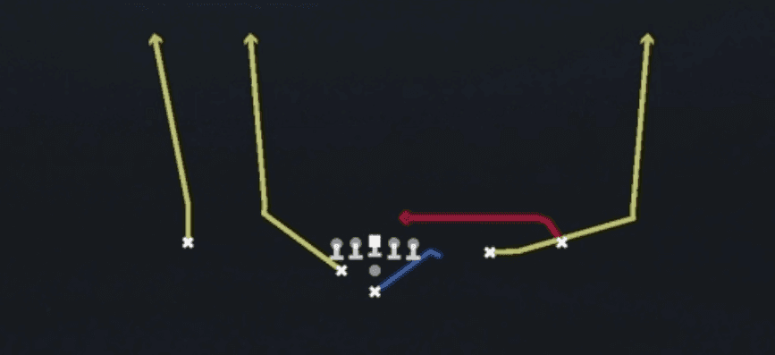 Play diagram for Shallow Cross from Pistol Weak Slot Open in Madden 27