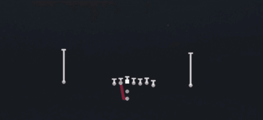 Play diagram for HB Slam from Pistol Wing in Madden 27