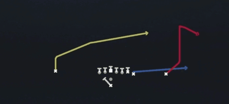 Play diagram for PA Boot from Pistol Wing in Madden 27