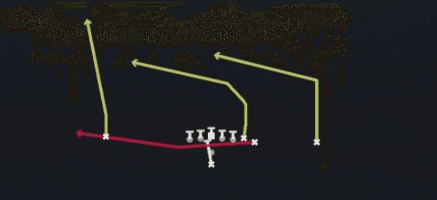 Play diagram for PA TE Slip from Pistol Wing in Madden 27