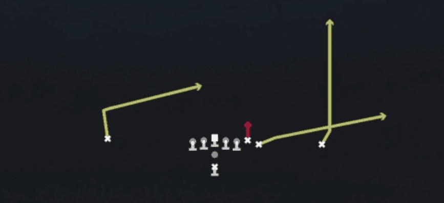 Play diagram for TE Stick from Pistol Wing in Madden 27