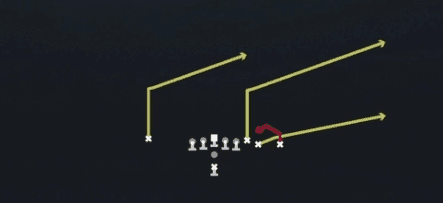 Play diagram for Z Spot from Pistol Wing Close in Madden 27