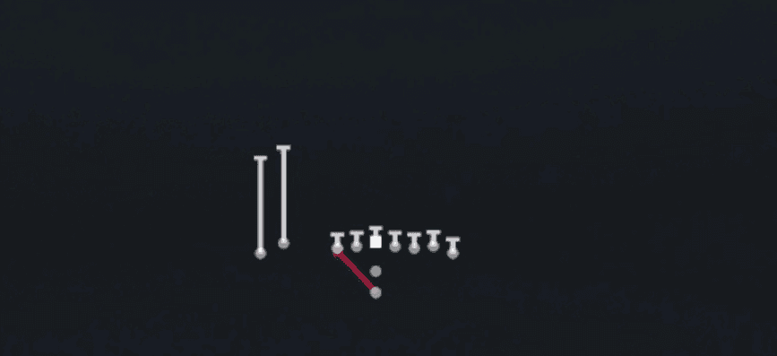 Play diagram for HB Zone Wk from Pistol Wing Flex Close in Madden 27