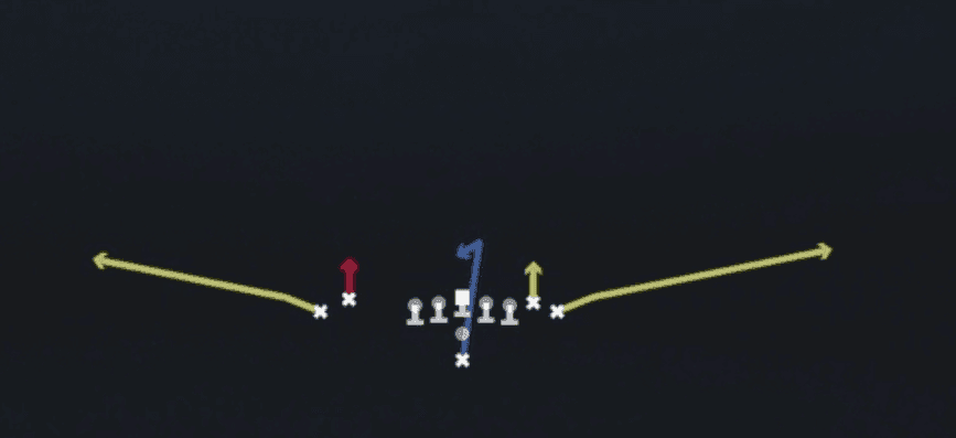 Play diagram for Stick from Pistol Wing Flex Close in Madden 27
