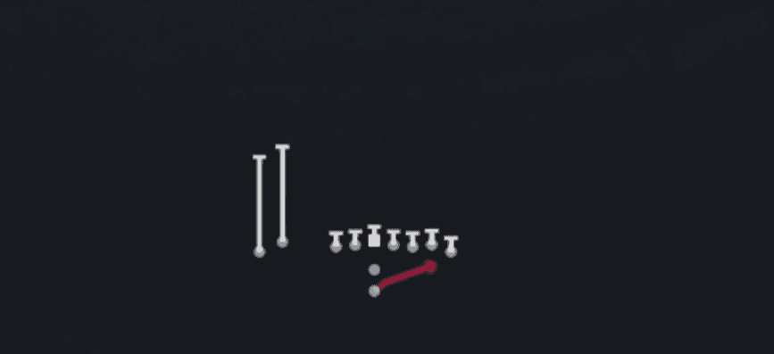 Play diagram for Wide Zone from Pistol Wing Flex Close in Madden 27