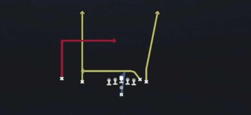 Play diagram for Dagger from Pistol Wing Slot in Madden 27