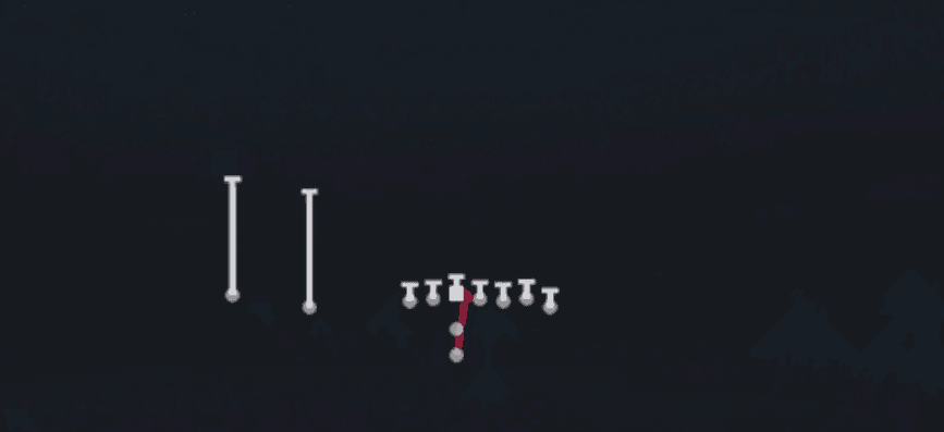 Play diagram for HB Dive from Pistol Wing Slot in Madden 27