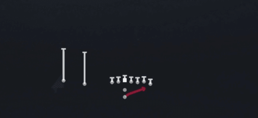 Play diagram for HB Stretch from Pistol Wing Slot in Madden 27