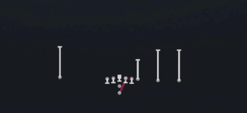 Play diagram for HB Draw from Pistol Y Trips in Madden 27