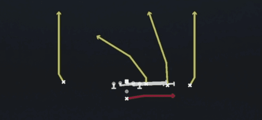 Play diagram for HB Slip Screen from Pistol Y Trips in Madden 27