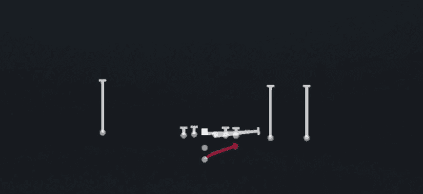 Play diagram for Pin Pull Sweep from Pistol Y Trips in Madden 27