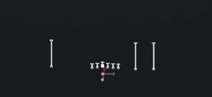 Play diagram for Read Option from Pistol Y Trips in Madden 27