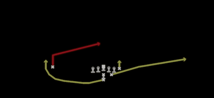 Play diagram for X Slant from Power I Strong in Madden 27
