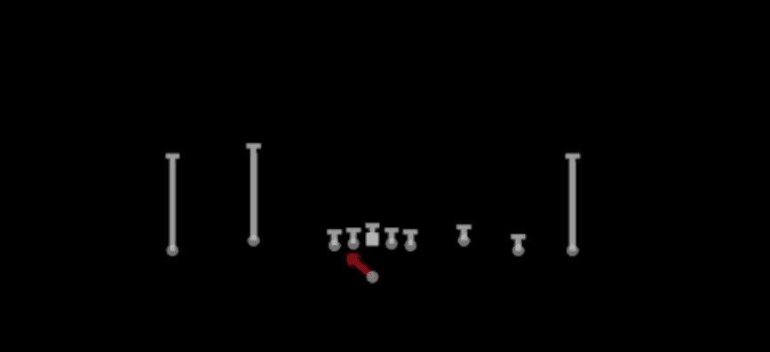 Play diagram for QB Zone from Shotgun 5WR Flex Trey in Madden 27