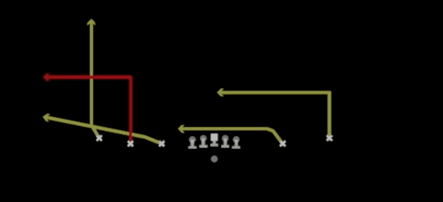 Play diagram for Flood from Shotgun 5WR Trips in Madden 27
