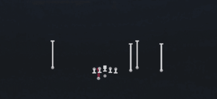 Play diagram for HB Draw from Shotgun Box Offset Wk in Madden 27
