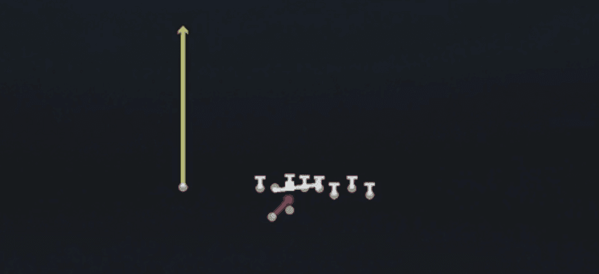Play diagram for HB Base from Shotgun Bunch Offset Close in Madden 27